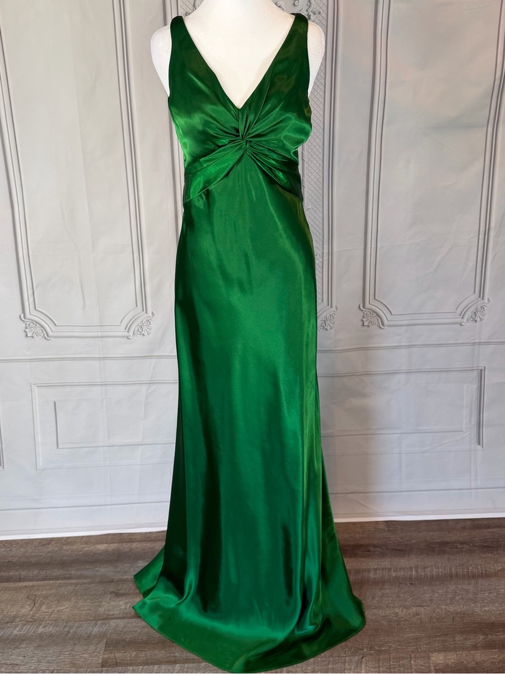Vintage Faviana Emeral Green Open Back Formal Dress Size 7/8 Made USA Prom 90’s